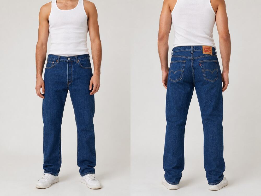 Levi's 501 Original Fit Jeans Men's 38x32 Dark Wash Button Fly Straight Denim